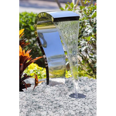KÖHKO® Wasserfall "SCHWAN" aus Edelstahl 23005 Wasserspiel mit LED-Beleuchtung
