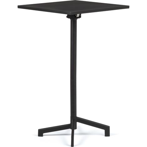 Sklum – Table de bar carrée 60x60 cm – Pliable et convertible en 2 hauteurs – Acier noir – Pour usage extérieur (1/5)