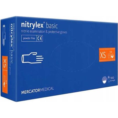 Guanti in nitrile 100 pezzi Nitrylex Basic Blu Scuro 6-XS