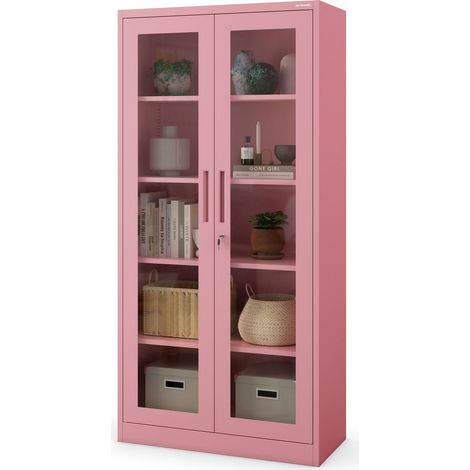 Armoire vitrée AMELIA, 900 x 1850 x 400 mm, Fresh Style: rose poudré