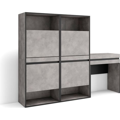 Skraut Home - Zapatero, Armario zapatos botas, 190x145x35 cm, Dormitorio, habitación, Tocador, Estilo Moderno, Gris Cemento (1/5)