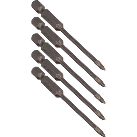 5-teiliges Kreuzbohrer-Set, 1/4 Zoll Sechskantschaft, für Fliesen, Glas, Keramik und Beton, Lochöffner aus Hartmetall, 3 mm (1/5)