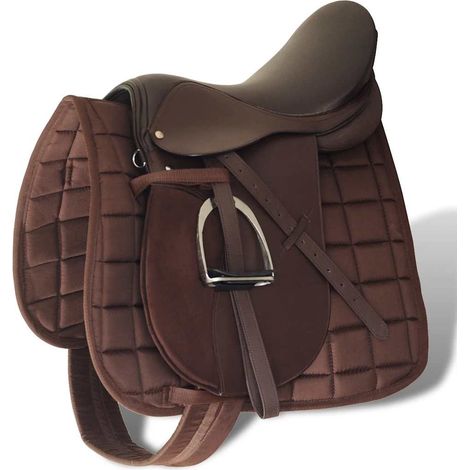 Set Sella Equitazione 17,5" in pelle naturale Marrone 12 cm 5-in-1 vidaXL (1/5)