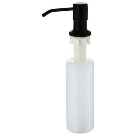 Distributeur Savon Liquide Encastrable avec Bouteille 300ML（Noir）, Distributeur Savon de Mousse Evier, Distributeur Liquide Vaisselle Cuisine, Distributeur de Détergent en Acier Inoxydable pour Ba