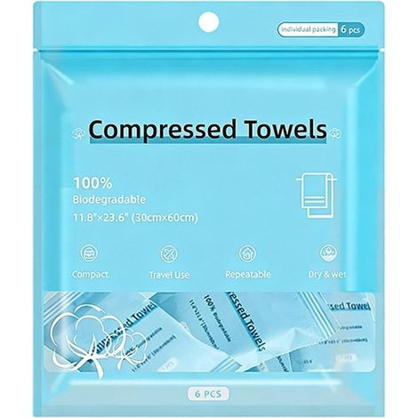 Serviettes Visage Compressées 6 Serviettes Visage en Coton Gants De Toilette De Voyage Portables Pour Femmes Hommes Voyageurs Passionnés De Fitness Hôtel Resort Camping Gym Randonnée Plages Road (1/5)