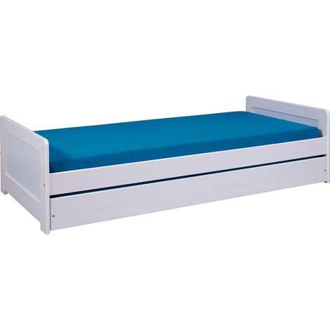 SALLY - Lit Gigogne 90x200 en Bois Massif Vernis Blanc (1/5)