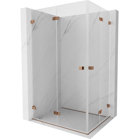 Mexen Lunar-F Duo faltbare Duschkabine 80 x 75 cm, transparent, Roségold - 836-080L-075P-60-00 (1/5)