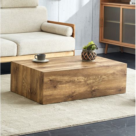 Table basse rectangulaire 90x50x30 cm décor bois, sans montage, MDF avec pieds antidérapants MEUBLIV (1/5)