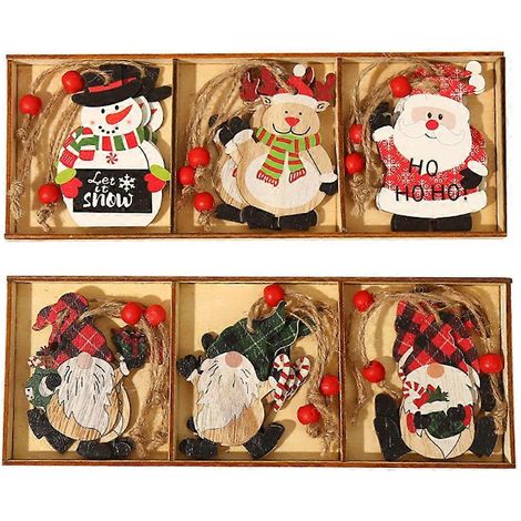 18 rondelles de bois décoratives sur le thème de Noël, à suspendre pour vos fêtes.-9X6X1CM (1/3)