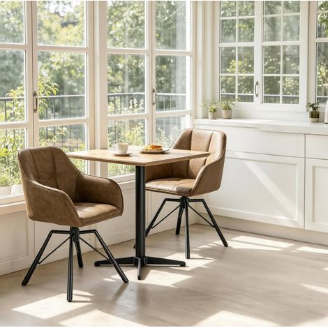 Chaise de salle à manger pivotante avec accoudoirs, dossier souple, brun HAVRYA (1/5)