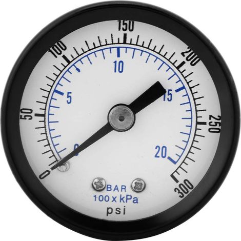 Mini Pressure Gauge Universal Economical Dual Scale for Fuel Air Oil Water Liquid 0-20 Bar 0-300PSI 1/8 Inch BSPT Rear Mount (1/5)