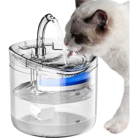 Fontaine à eau pour chat Distributeur intelligent transparent de 2 L, station d'hydratation silencieuse pour animaux de compagnie Configuration automatique du débit intérieur pour chiots, chatons (1/5)