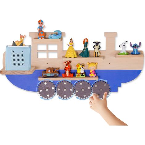 Tonie-Regal für Toniebox Hörfiguren, Magnetische Aufbewahrung für 10-15 Tonie, Wandregal Kinderzimmer für Mädchen & Jungen, Schiffsform (1/5)