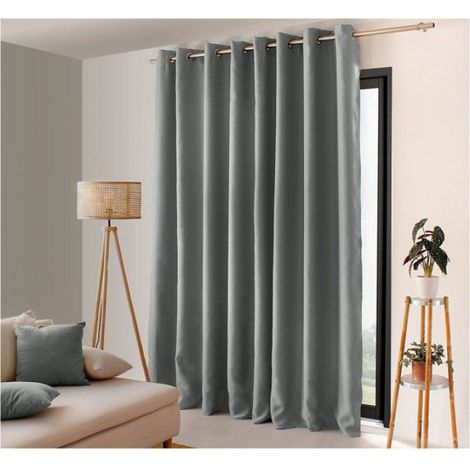 Rideau Occultant - 300 x 240 cm - Gris - Œillets Métal 4 cm - 100 % Polyester 210 g/m² - Unité (1/3)