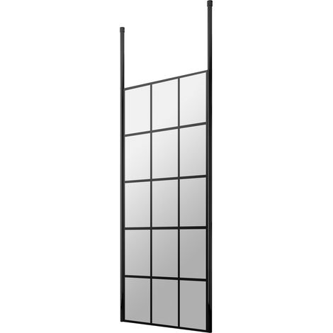Hudson Reed Frame Effect Wet Room Screen with Ceiling Post 700mm Wide - 8mm Glass (1/2)
