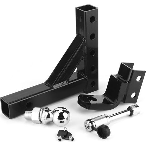 Flèche de remorque réglable de 25 cm (10 pouces) pour véhicules tout-terrain, camions et VUS. Rotule à 6 trous, longueur de 5 cm (2 pouces), capacité de charge de 2722 kg (6000 lb). (1/5)