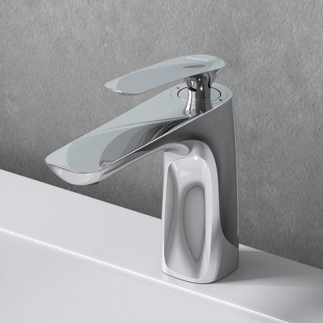 doporro Design Wasserhahn Bad Silber  Waschtischarmatur für Waschbecken  Waschbeckenarmatur Bad 16,5 cm hoch