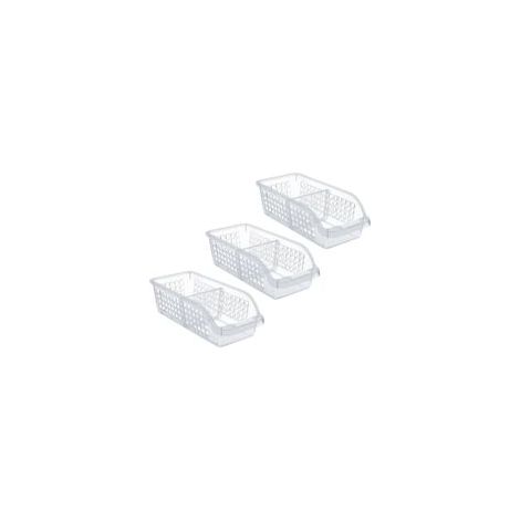 Organisateur de réfrigérateur 3 pièces avec un séparateur - Boîte de rangement de cuisine en plastique, organisateur transparent, récipient de rangement pour la cuisine, le réfrigérateur et autres ran