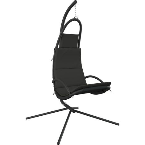 Silla colgante jardín con cojín acero y tela Oxford gris oscuro vidaXL