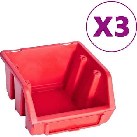 Maison Exclusive - Kit de bacs de stockage et panneaux muraux 34 pcs Rouge et noir (1/5)