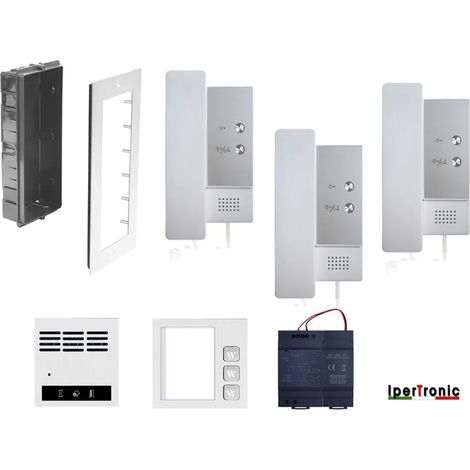 Kit citofono da incasso Trifamiliare 2 fili professionale 3 tasti