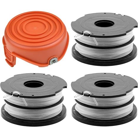 Ersatzteilset für Black & Decker GL675, GL680, GL685, GL686, GL687 und GL690 Freischneider: 1 Schutzkappe, 3 Spulen und Faden (1/5)