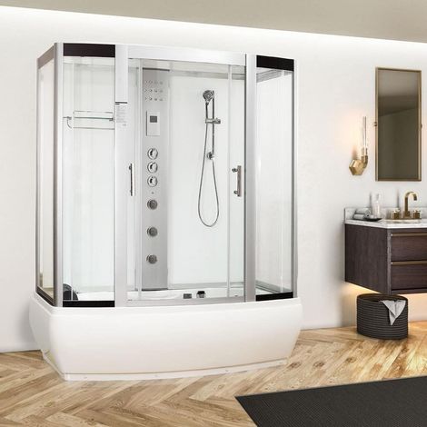 Vidalux Aegean 1700 x 900 Luxury Steam Shower, AirSpa Whirlpool Bath White Glass (1/5)
