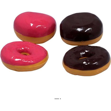 Lot de 2 donuts et 2 beignets artificiels, H 4 cm et D 7 cm (1/3)