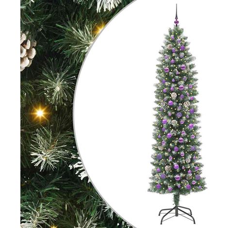 Albero di Natale Artificiale Sottile Verde e Bianco 240 cm vidaXL