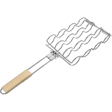 Support de grille pour barbecue et saucisses, compatible avec le camping et les activités de plein air. Dimensions : 54 x 17,5 x 4,3 cm. 1 pièce. (1/5)