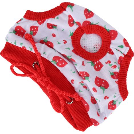 Culottes hygiéniques pour cochons, motif fraise, réutilisables, blanches, taille S (1/5)