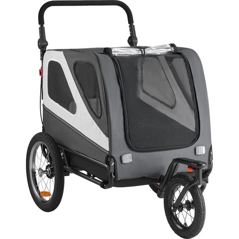 Mophorn Remorque pour chien et poussette 2 en 1, capacité de charge 45 kg, cadre pliable pratique avec roues à démontage rapide, attache universelle pour vélo, laisse intégrée, gris et blanc (1/5)