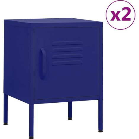 Nachttische 2 Stk. Marineblau 35x35x51 cm Stahl vidaXL