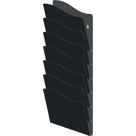 Expositor  de  folletos  H560xB240xTmm  con  7  compartimentos  DIN  A4  de  metal  negro (1/3)