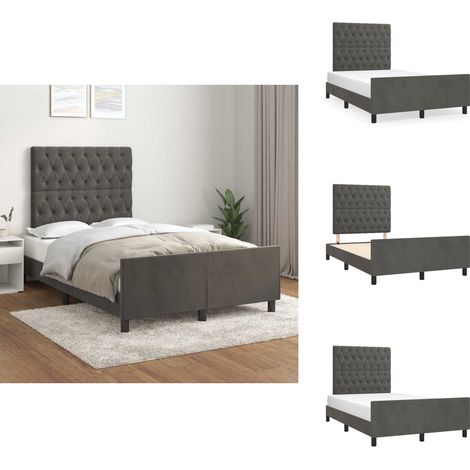 Cadre de lit sans matelas gris foncé 120x190 cm velours - Lit Plateforme - Lit Capitonné - Lit Design - Lit Moderne - Lit Velours (1/5)