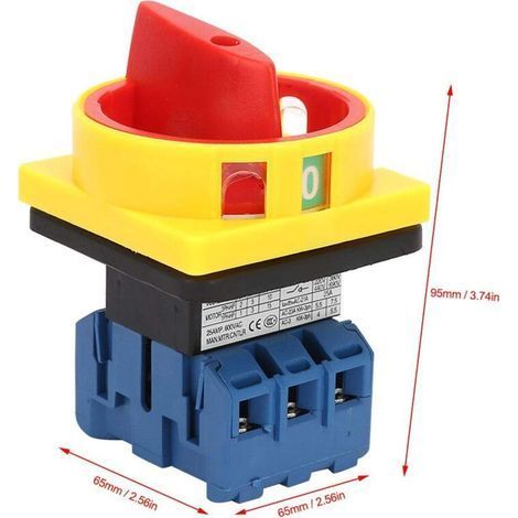 Interrupteur de disjoncteur 25A Interrupteur d'alimentation interrupteur marche/arrêt triphasé à 3 pôles à came rotative Protéger l'interrupteur de disjoncteur (1/4)
