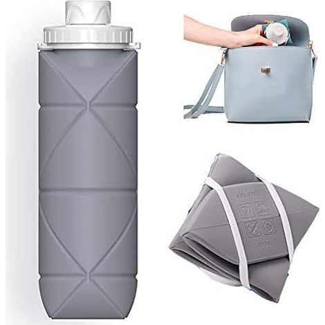 Zusammenfaltbare, BPA-freie Silikon-Trinkflasche für Fitnessstudio, Camping und Wandern – leicht und robust (1/5)