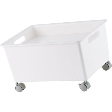Panier de rangement roulant premium PP robuste portable déplaçable grande capacité boîte d'organisation pour livres vêtements chaussures blanc (1/5)
