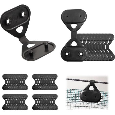 Clip Filet d'ombrage Fixation Brise-vue - 50 Pièces Clips Spécial en Plastiques avec illets pour Toile de clôture, Bache Imperméable, Grillage Ombrageux, Tissu Coupe-Vent (Triangulaires, Noir) (1/5)