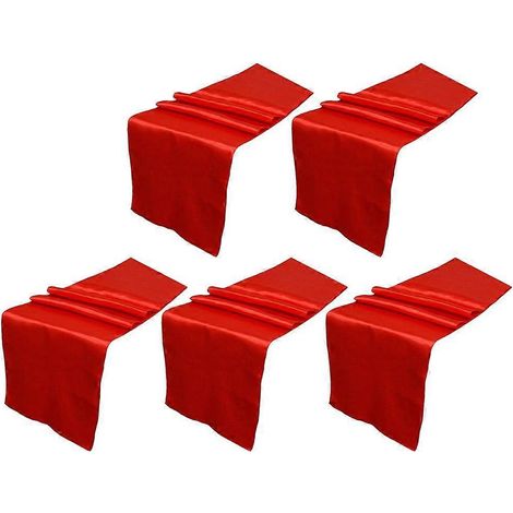 Lot de 5 nappes en satin uni 30x275cm pour décoration de table de banquet (1/5)