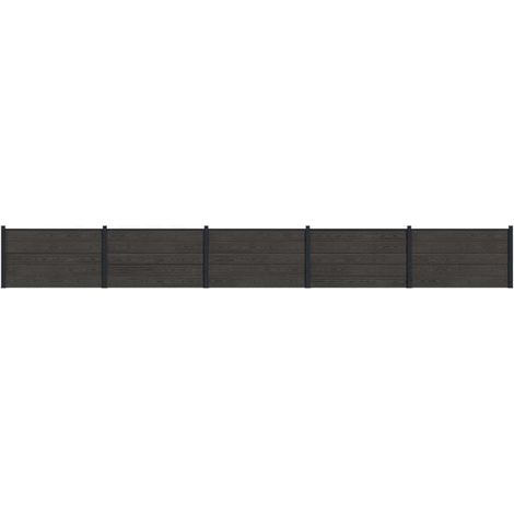 Panneaux de clôture en WPC de type feuille et en aluminium noir