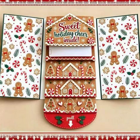 Neue DIY-Weihnachtskarten im 3D-Pop-Up-Design – Lebkuchenhaus-Kartenhalter –
