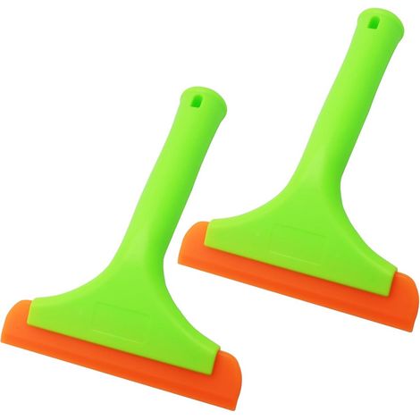 2 essuie-glaces de voiture de 15 cm (6 pouces) - Essuie-glaces pour pare-brise et portes vitrées - Poignée verte - 15 x 19 cm (1/5)
