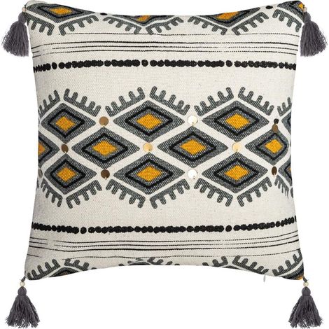 Housse de Coussin Aztèque pampille et Pompons 40 x 40 cm - Atmosphera (1/5)