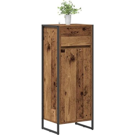 Meuble de Salle de Bain en Bois Massif Style Vintage, 40x30x100 cm, Armoire de Rangement avec Étagères pour WC et Douche (1/5)