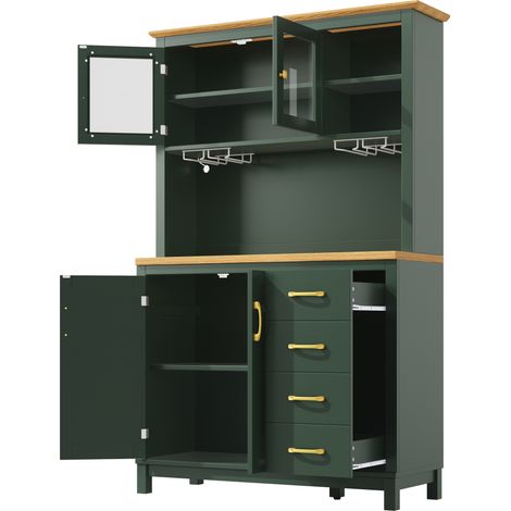 Credenza buffet da cucina con LED e portabicchieri 105,5x40x180 cm MDF verde HOMVRA (1/5)