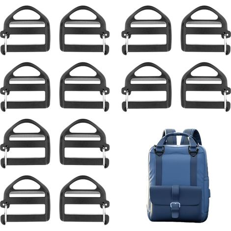 12 Pièces Boucles Réglables De 25 Mm - Boucles De Rechange Pour Sac À Dos - Boucle De Serrage Pour Sac À Dos, Valise, Bagages, Outils De Réparation (Noir)