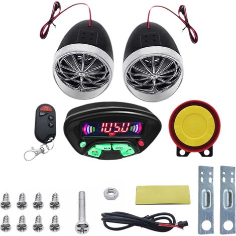 1 système audio moto, étanche, Bluetooth, radio FM, lecteur MP3, antivol (1/5)