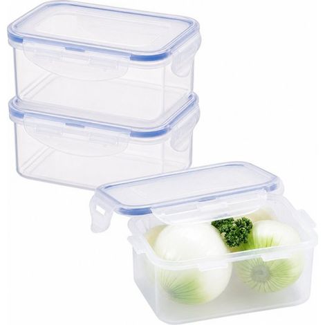 Boîtes de congélation - Boîtes de préparation des repas - Boîtes de conservation des aliments - 600 ml - Lot de 3 - 100 % étanches - Sans BPA - Sans PFAS - Boîtes micro-ondes avec couvercles - Boîtes (1/5)