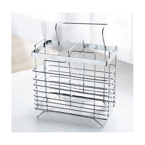 Égouttoir suspendu en acier inoxydable pour ustensiles, cuillères rectangulaires, baguettes, panier égouttoir et récipient de rangement pour couverts (1/5)